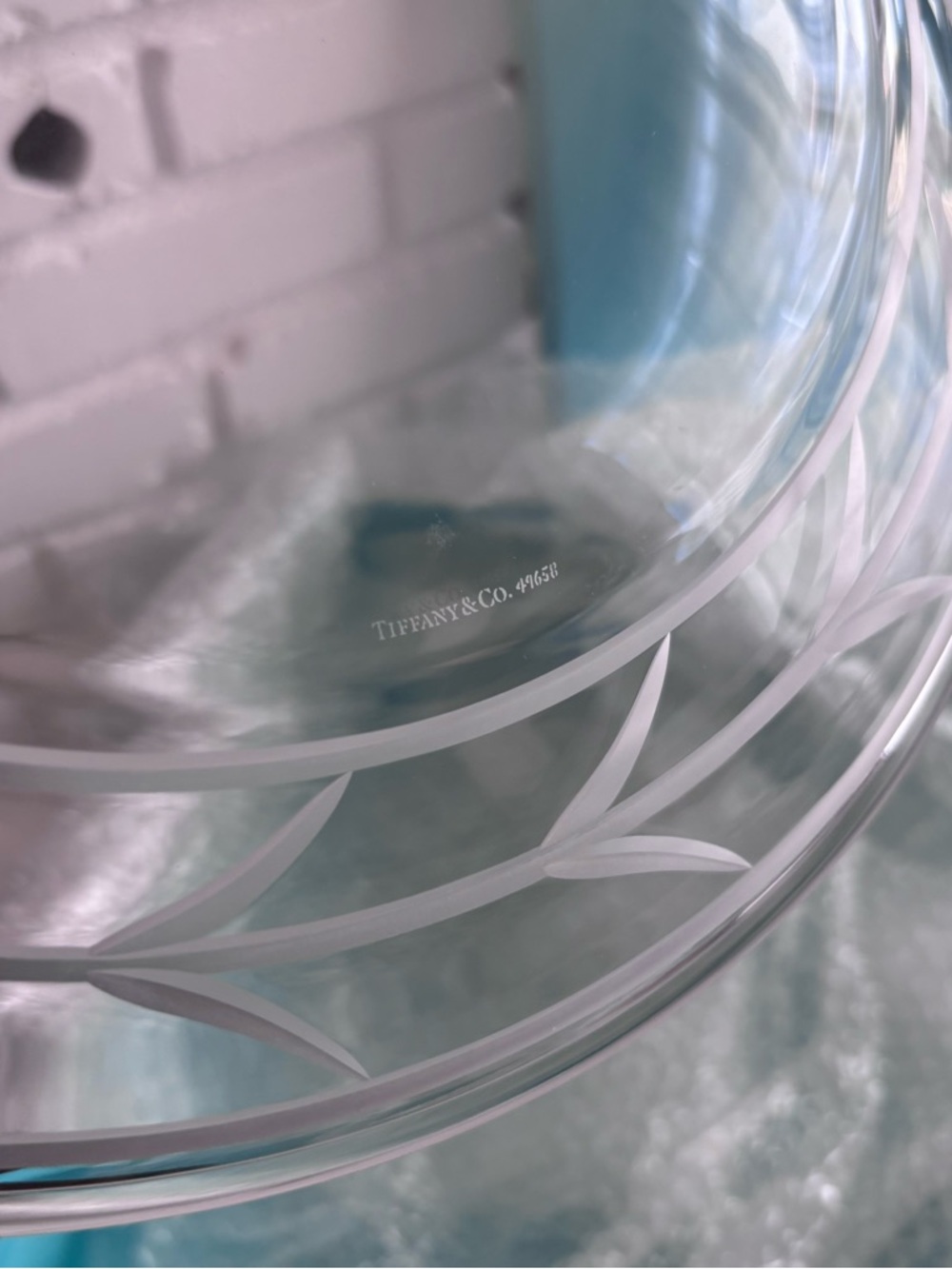 Tiffany & Co. Etched Chrystal Glass Platter with Tiffany Blue Box - Picture 4 of 10